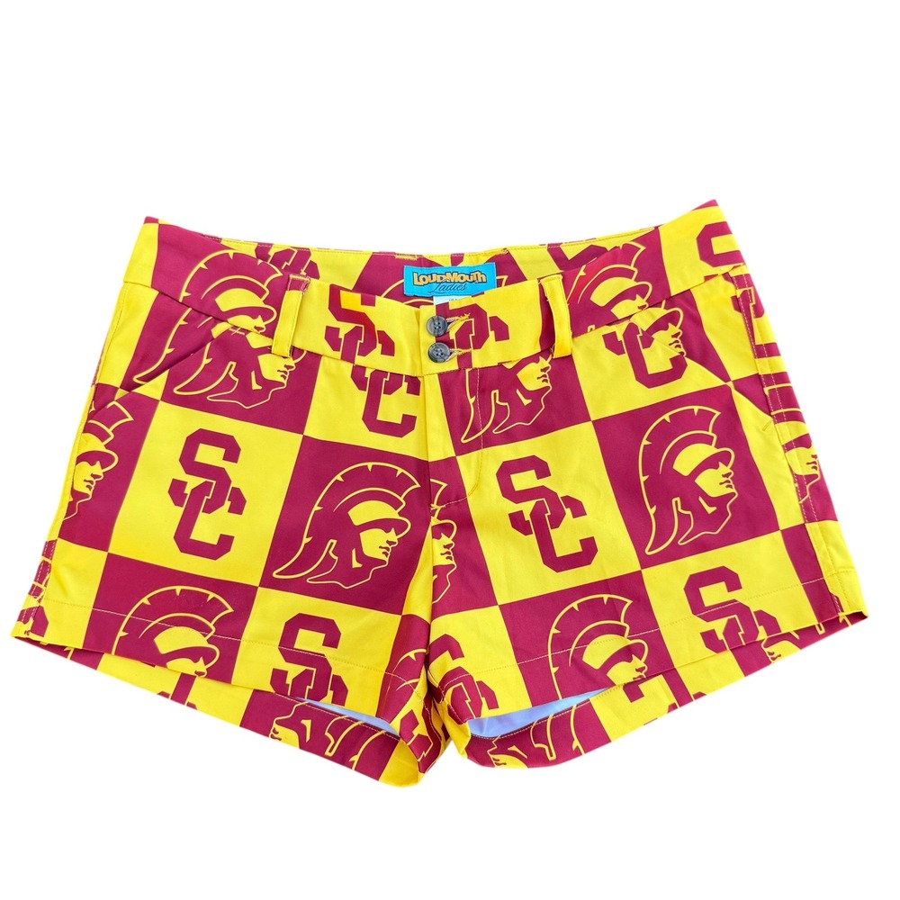 Loudmouth Ladies USC Trojans Shorts Checkered Golf Sportswear Womens Size‎ 8